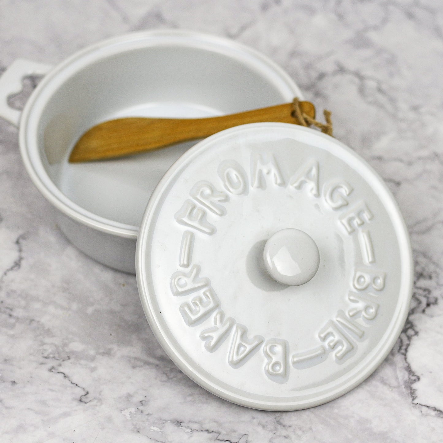 Brie Baker with Lid and Wooden Spreader