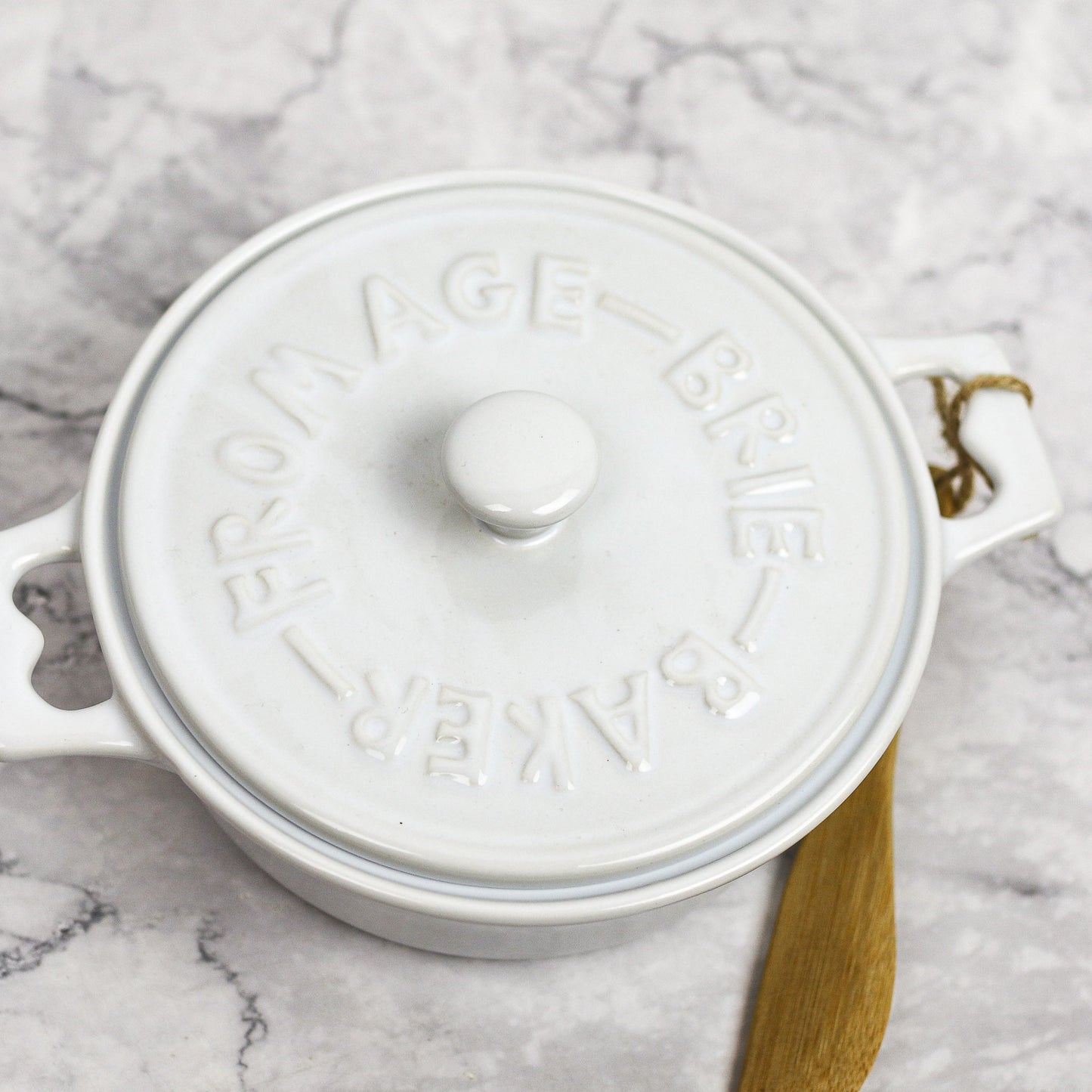 Brie Baker with Lid and Wooden Spreader