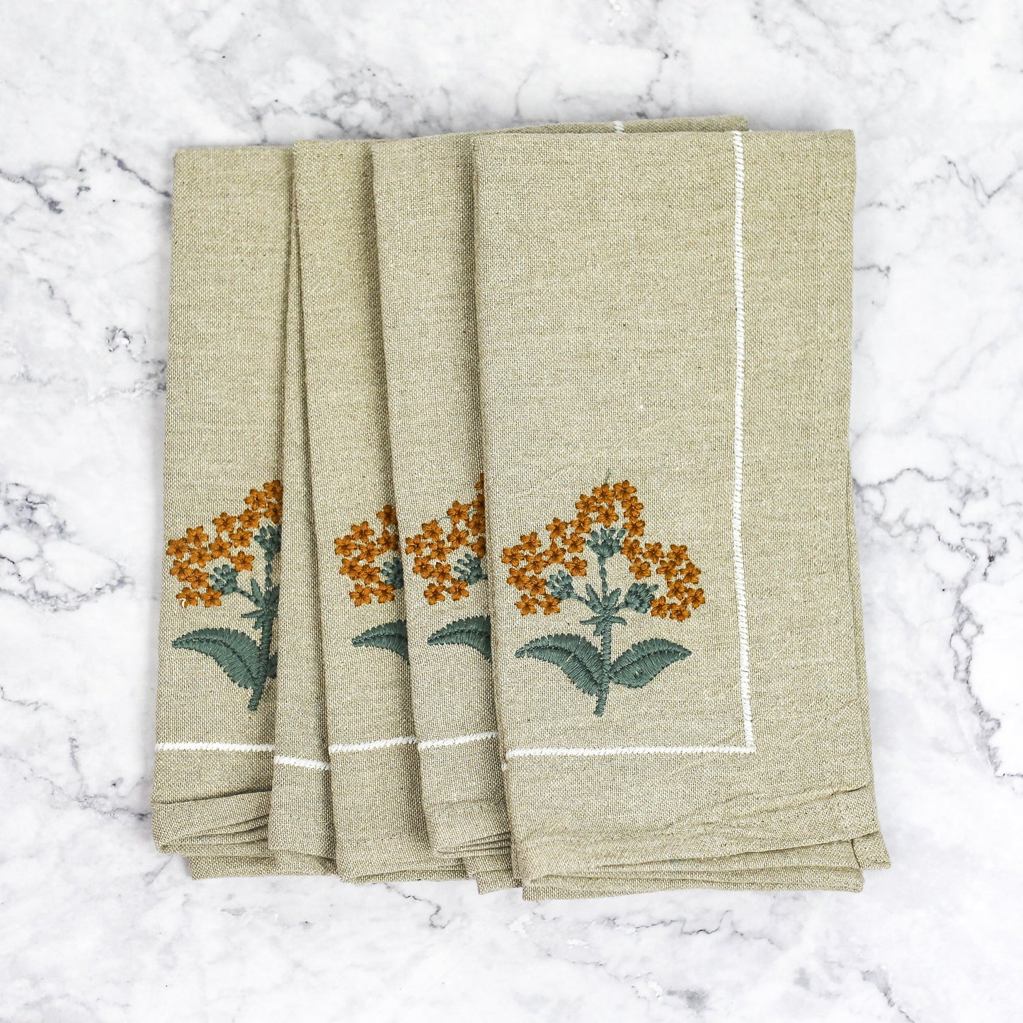 Embroidered Cotton Napkin Set