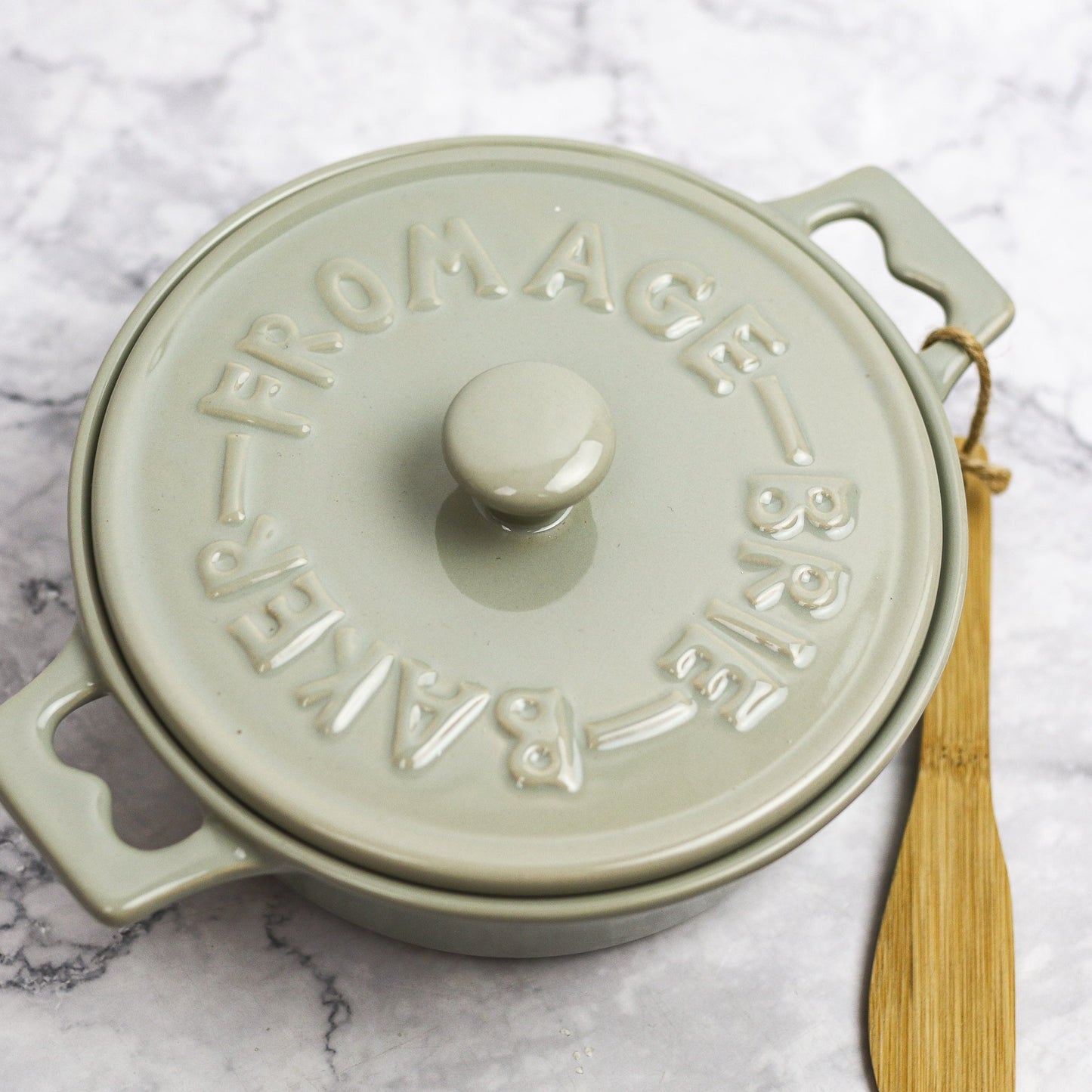 Brie Baker with Lid and Wooden Spreader