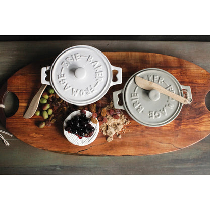 Brie Baker with Lid and Wooden Spreader