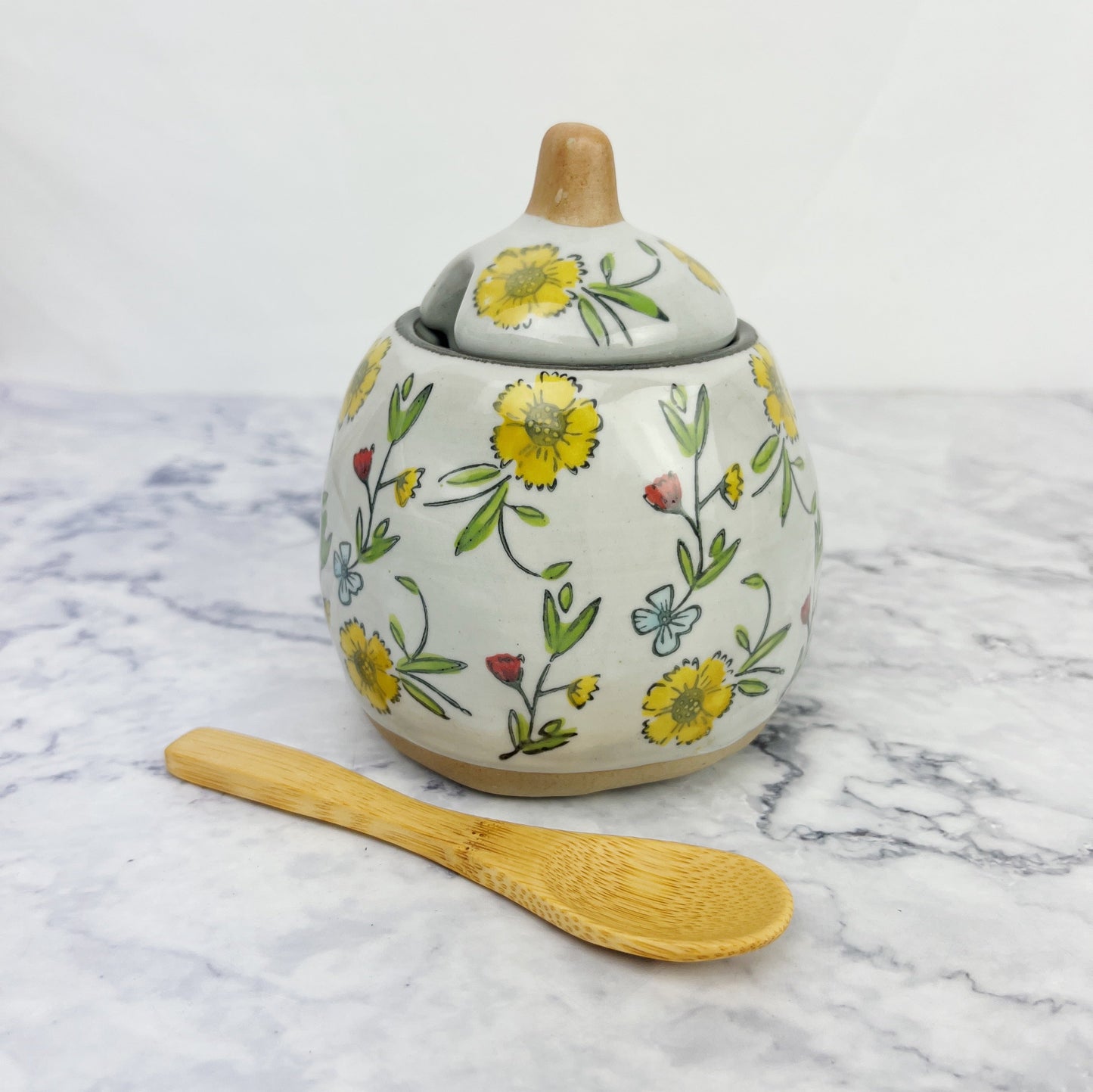 Hand Painted Floral Creamer and Sugar Canister